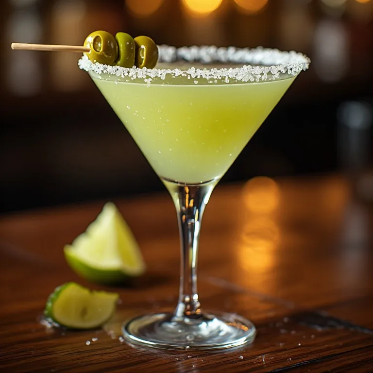 Chuy's Texas Martini — A Margarita Served Up, With Olive Brine and Jalapeño Olives